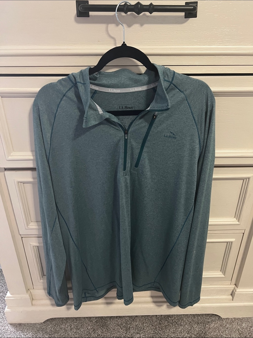 L.L. Bean Men's Teal Quarter-Zip Performance Long Sleeve Shirt